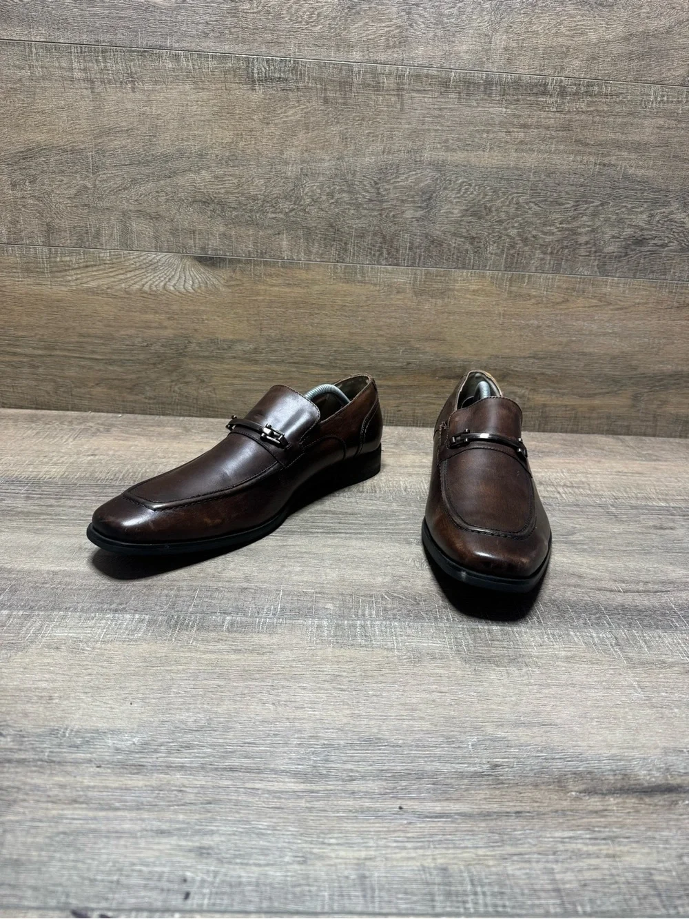 Vince Camuto Brown Leather Slip-On Bit Loafers